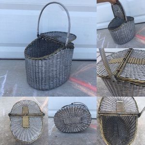 Vintage Woven Aluminum and Brass Basket